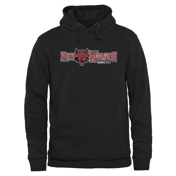 Men NCAA Arkansas State Red Wolves Classic Wordmark Pullover Hoodie Black